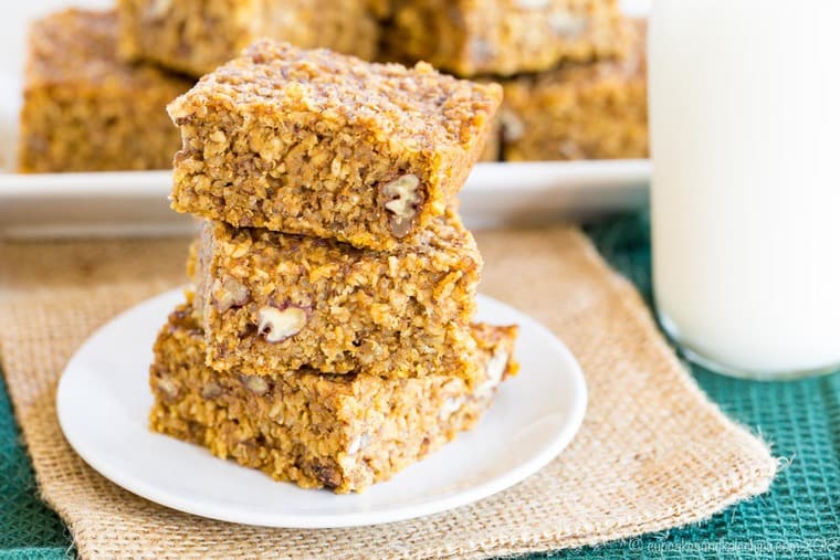 Pumpkin Quinoa Baked Breakfast Bars on a white plate