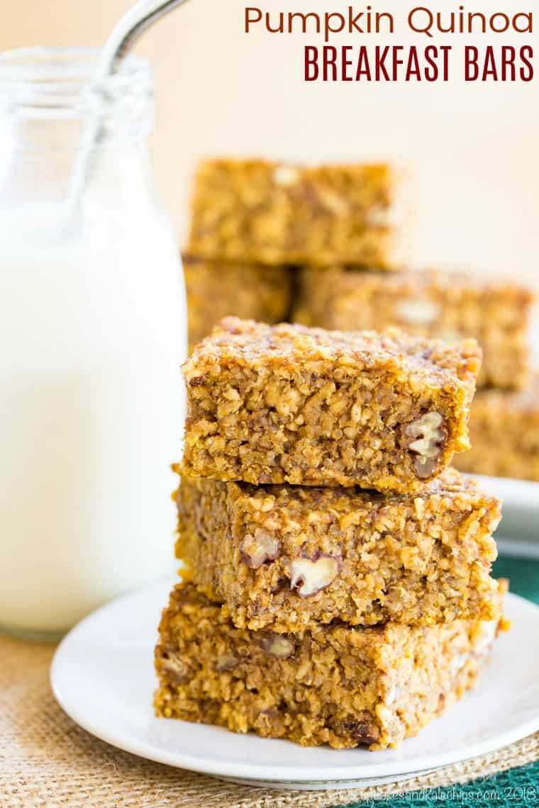 Pumpkin Quinoa Breakfast Bars Recipe image with title