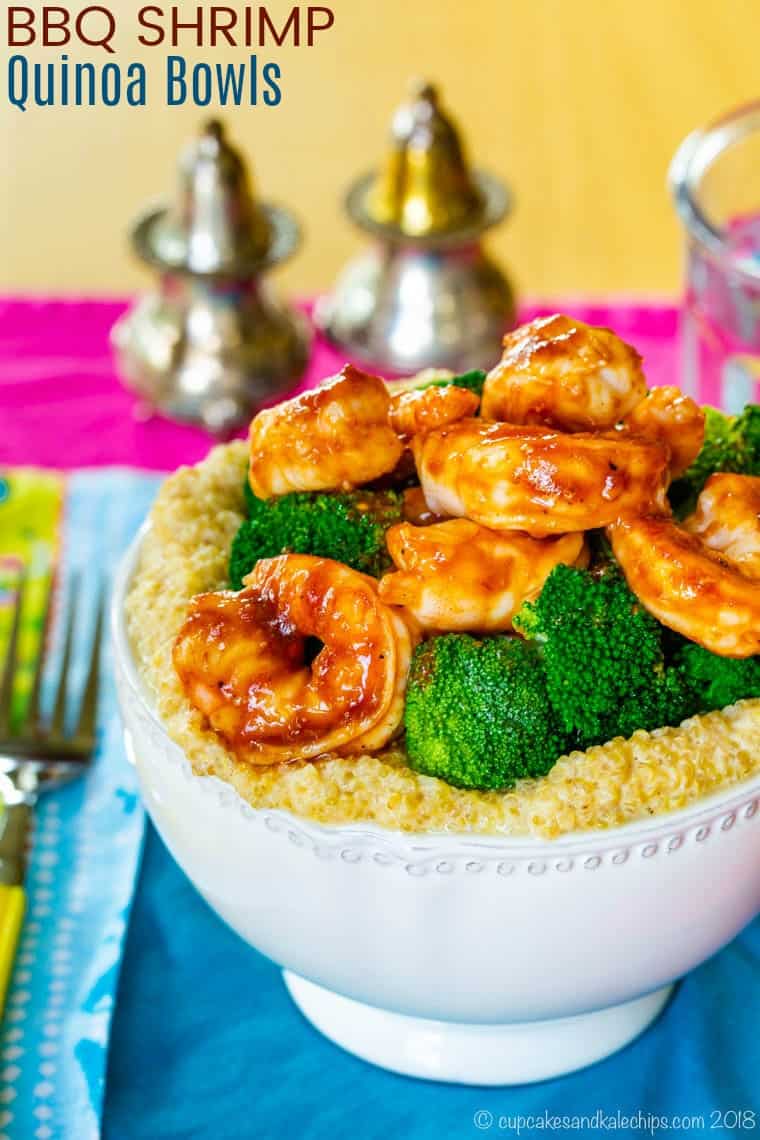 BBQ Shrimp Quinoa Bowls (Gluten Free) - Cupcakes & Kale Chips