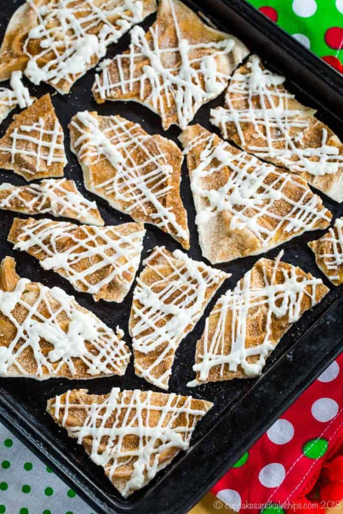 Snickerdoodles White Chocolate Bark on a cookie sheet