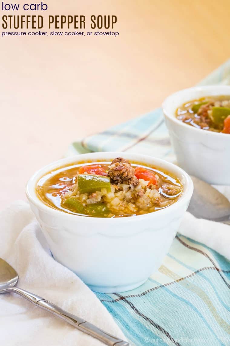 Low Carb Stuffed Pepper Soup Recipe with title