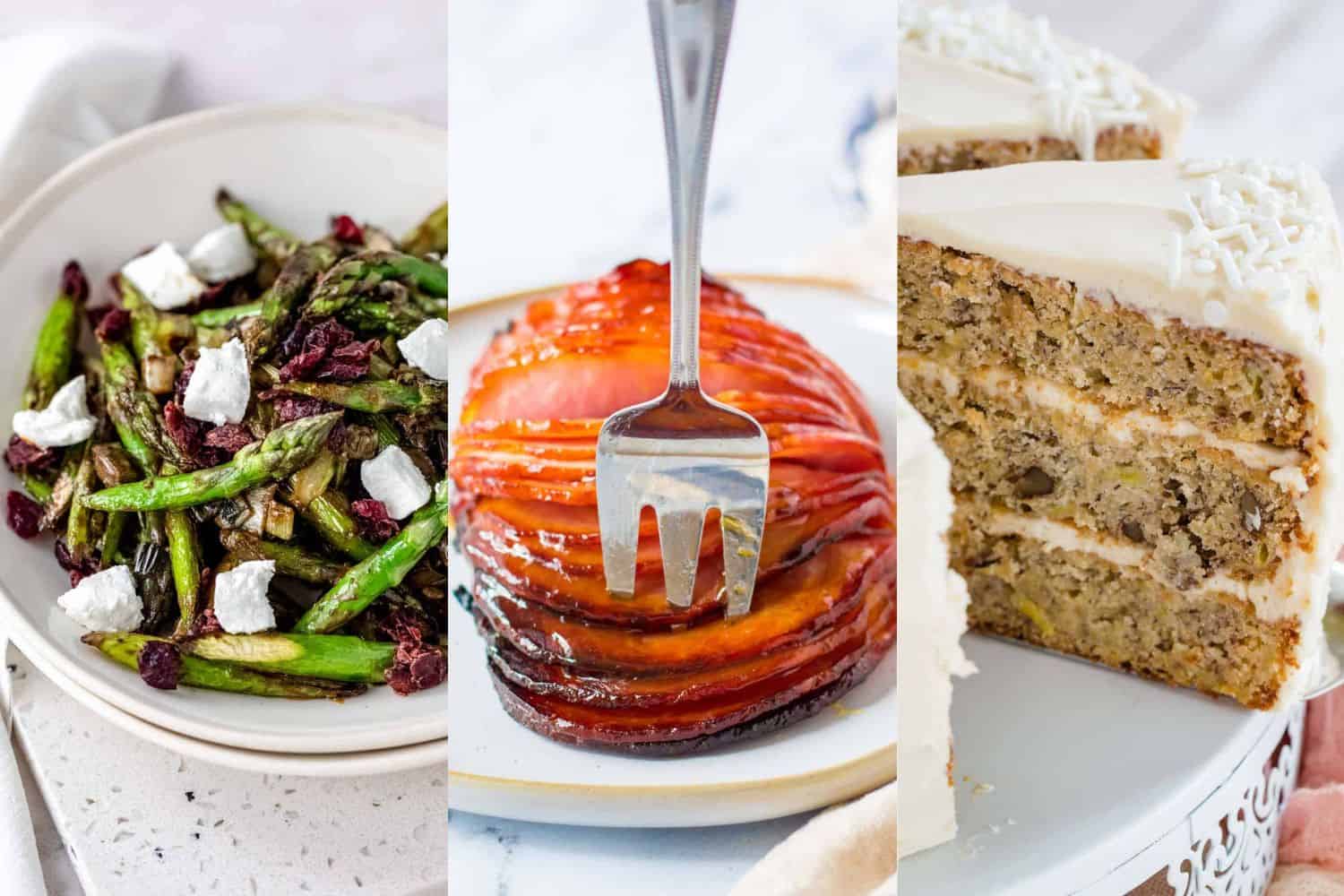 Gluten Free Recipes for Easter in a collage showing images of cake, vegetables, side dishes, and brunch recipes