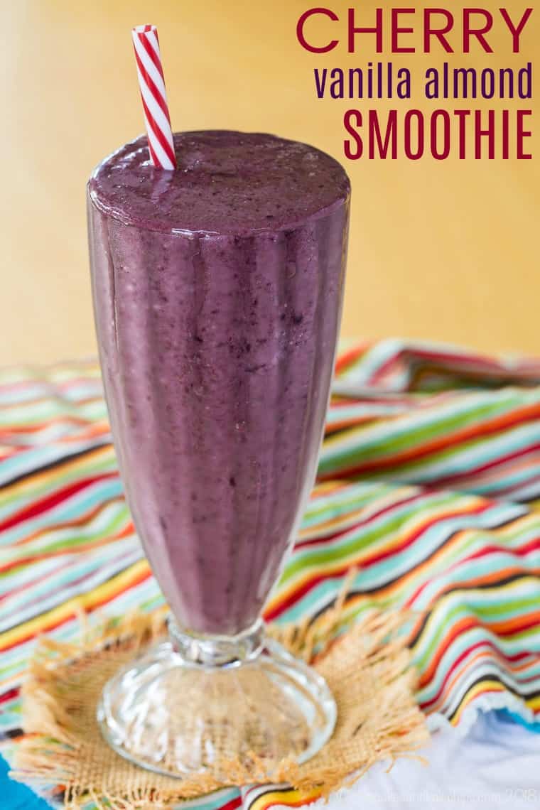 Cherry Almond Butter Smoothie in a tall glass