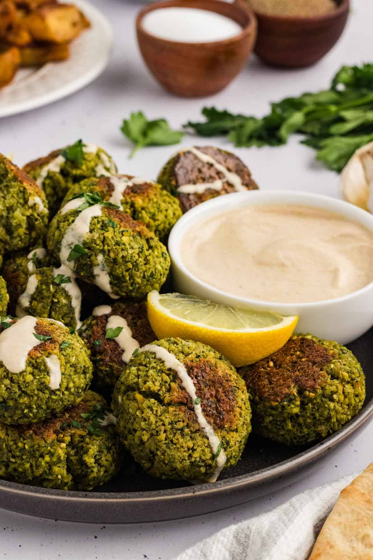A plate of gluten free falafel