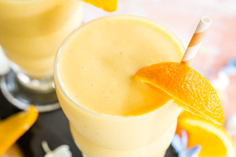 Overhead of a Creamsicle Orange Smoothie