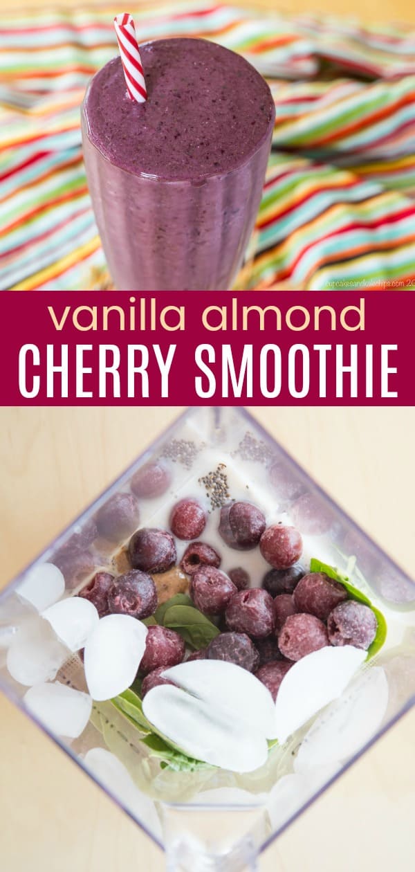 anilla Almond Cherry Smoothie in a Blender Pinterest Collage