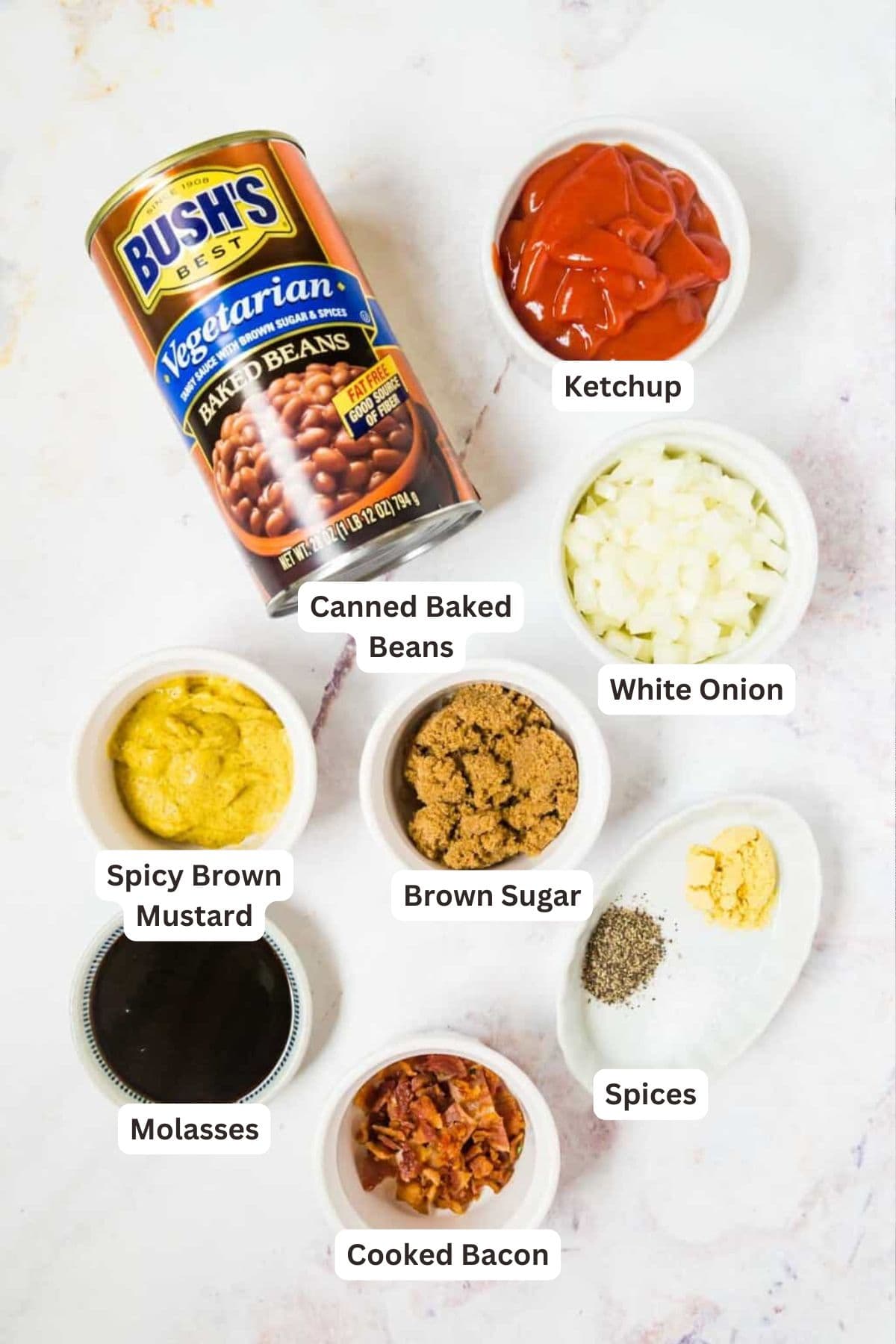 Ingredients for Easy Baked Beans.