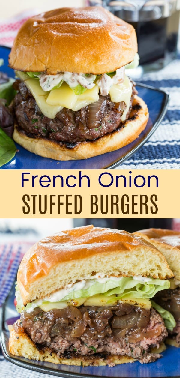 French Onion Stuffed Burgers au Gratin Cupcakes & Kale Chips