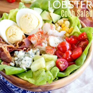 Lobster Cobb Salad with bacon, avocado, tomatoes, corn, blue cheese, and deviled eggs