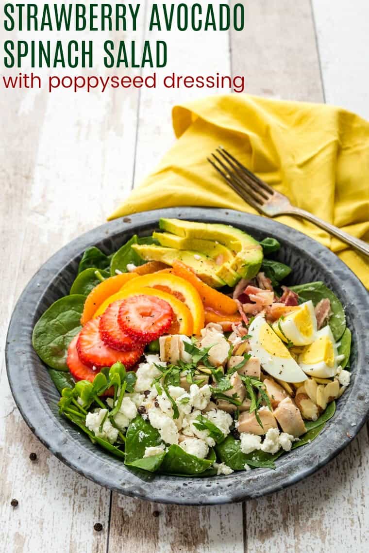 Strawberry Avocado Spinach Salad Recipe with Poppyseed Dressing