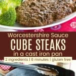 Collage Pinterest de la recette facile du steak en cubes