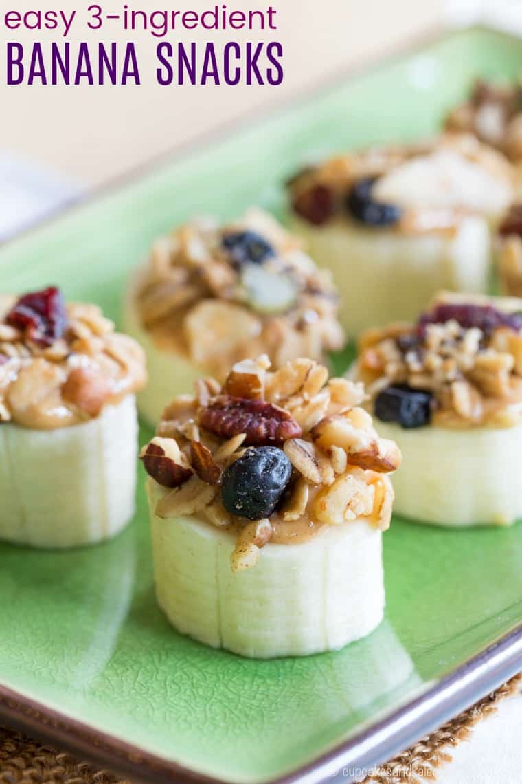 Easy Peanut Butter Banana Snacks Recipe with title