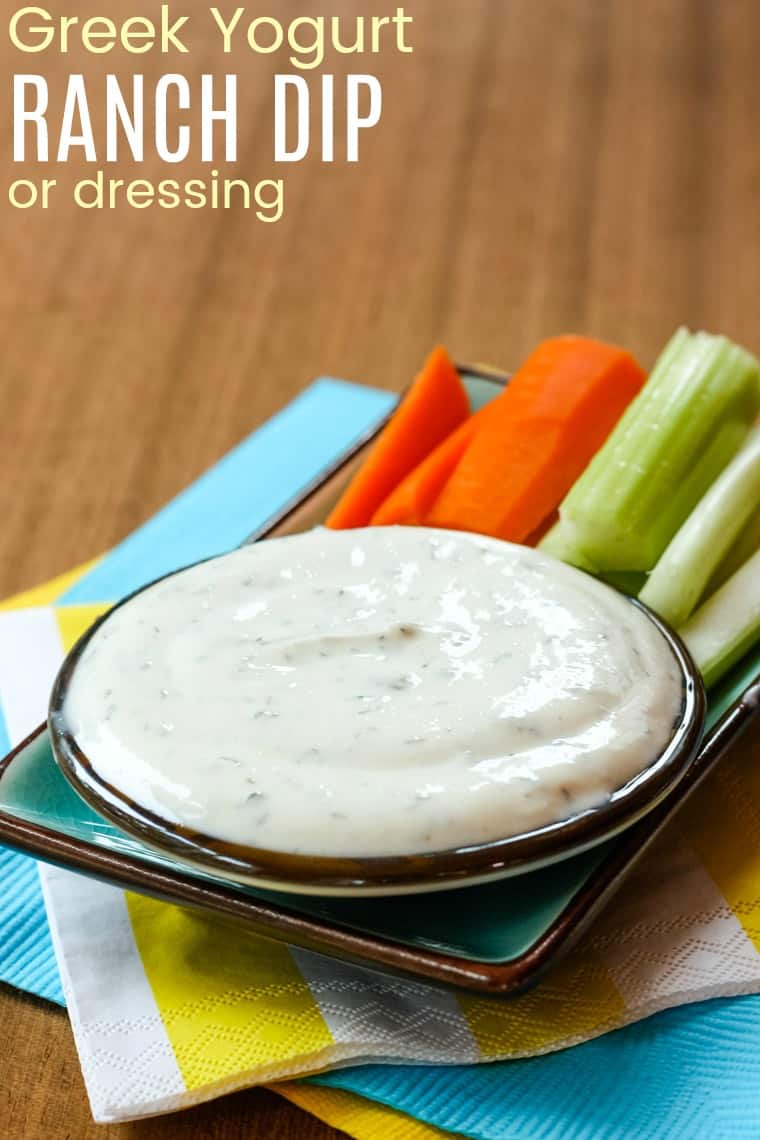 Easy Greek Yogurt Ranch Dressing or Dip Recipe with title