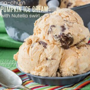 No-Churn Pumpkin Ice Cream Recipe with Nutella Swirl