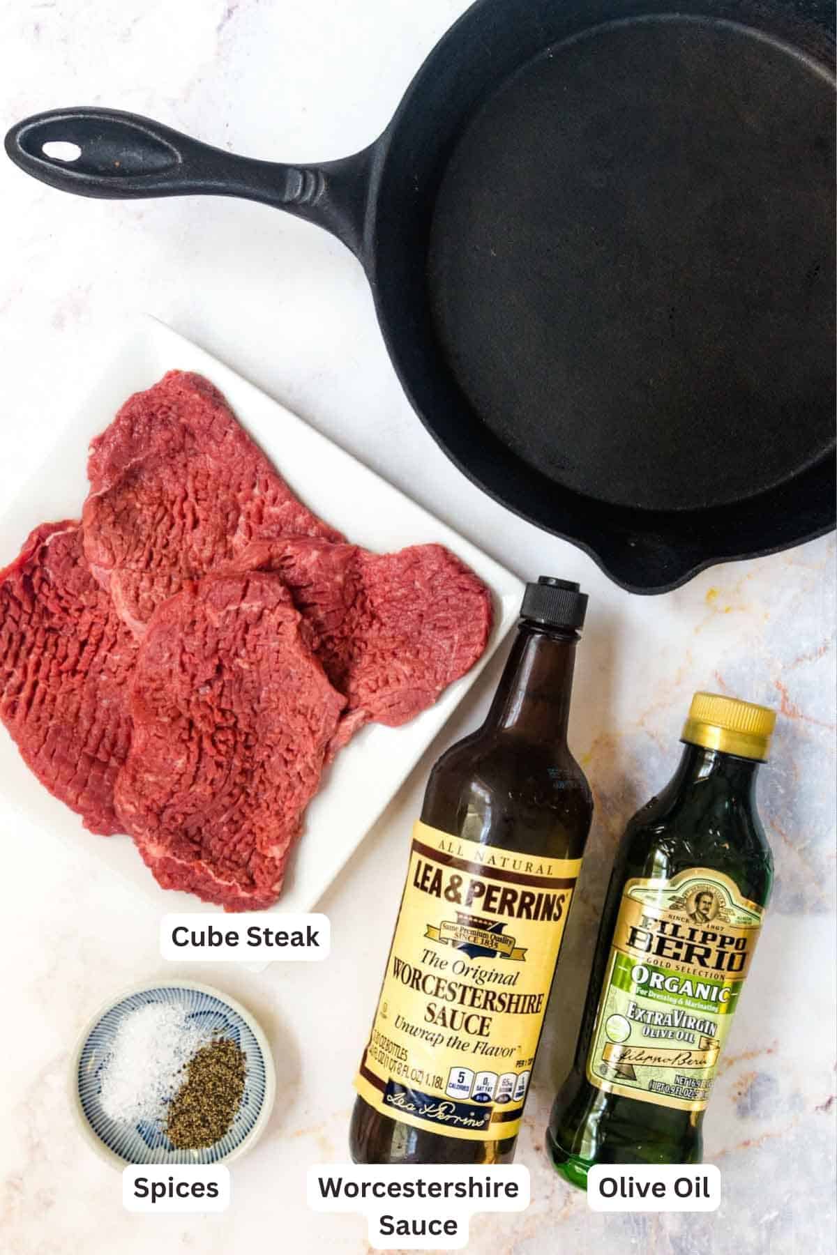 Ingredients for Beef Cube Steak Recipe.