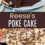 Reese's Poke Cake Pinterest Collage