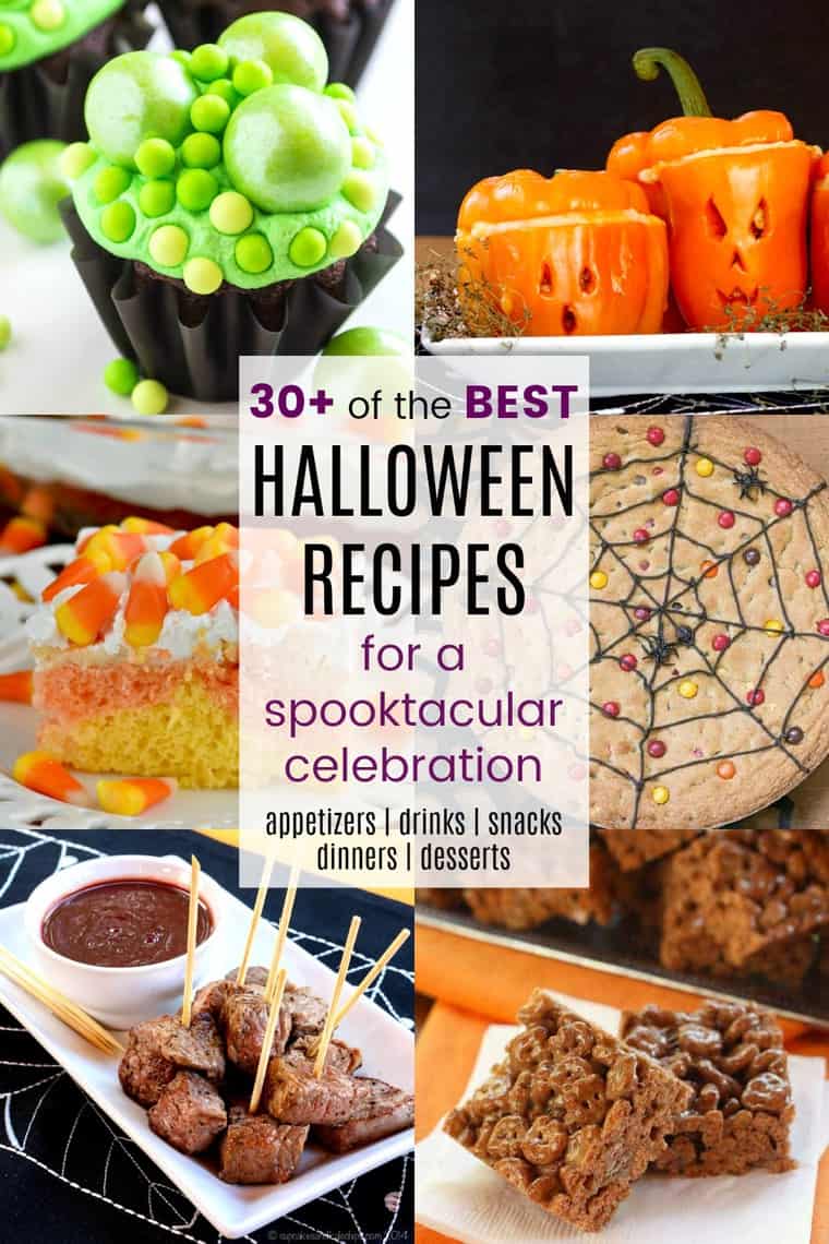 Collage of Best Easy Halloween Recipes for Desserts Drinks Snacks Appetizers Dinner
