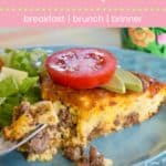 Low Carb Bacon Cheeseburger Crustless Quiche Recipe Pin Template Pink