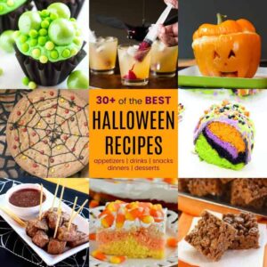Square collage of easy halloween food ideas