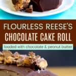 Flourless Peanut Butter Cup Chocolate Roll Cake Recipe Pinterest Collage