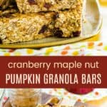 Maple Pumpkin Spice Granola Bar Recipe Pinterest Collage