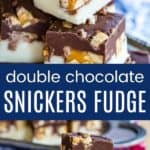 Easy Snickers Fudge Recipe Pinterest Collage