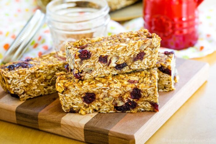 Small stack of Pumpkin Maple Spice Granola Bars