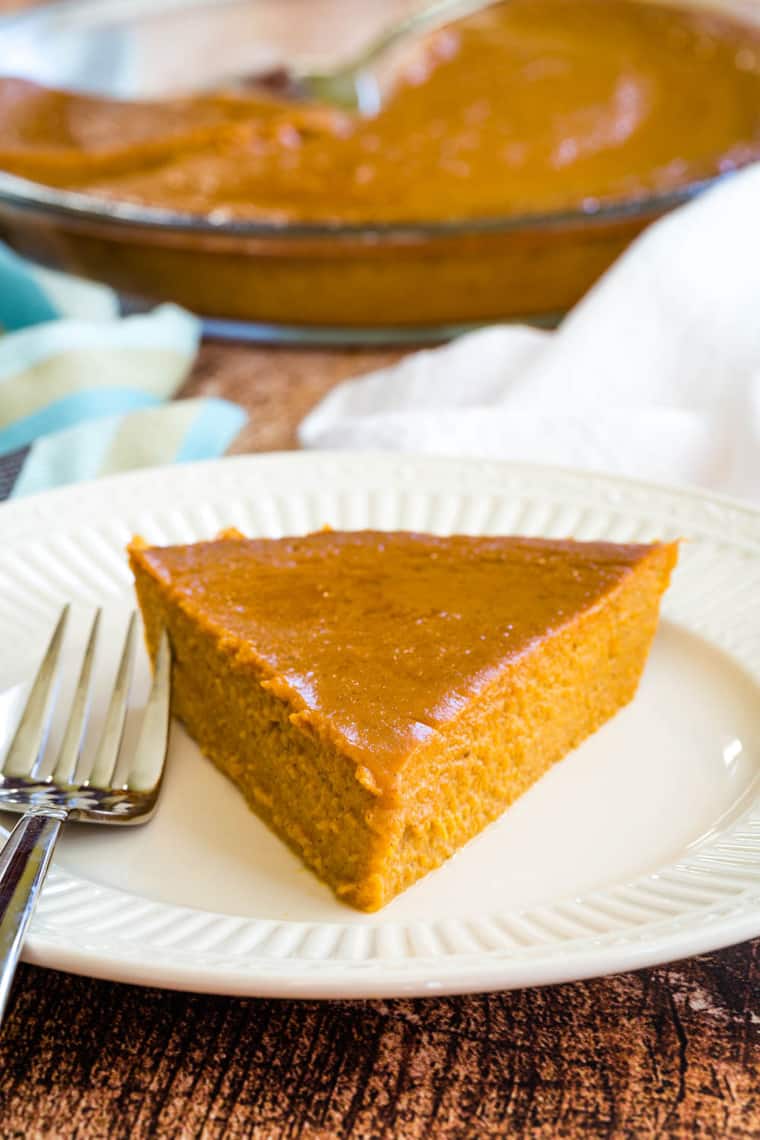 Gluten Free Pumpkin Pie without a crust on a plate