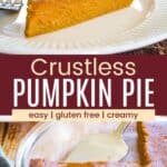 Best Crustless Pumpkin Pie Pinterest Collage