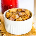Mini French Toast Casserole Bake on a table set for breakfast