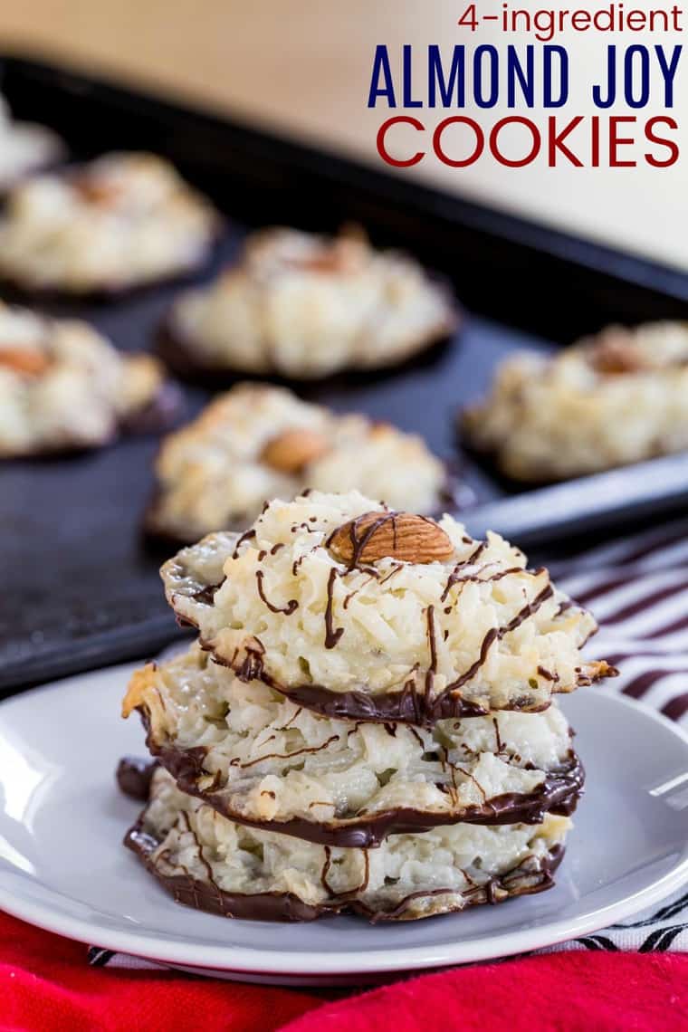 4 Ingredient Almond Joy Cookies Recipe Image with Title
