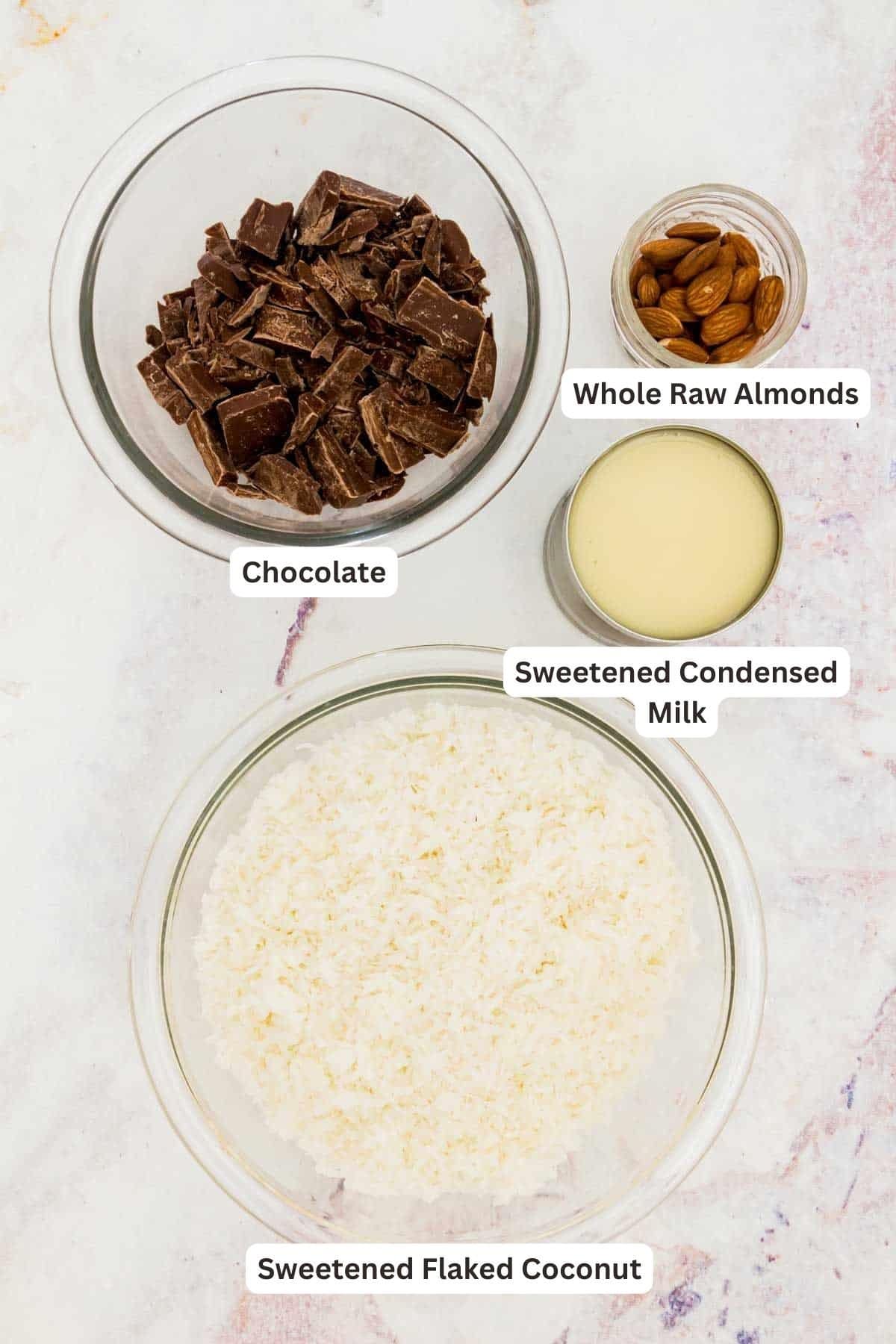 Ingredients for Almond Joy Macaroons.