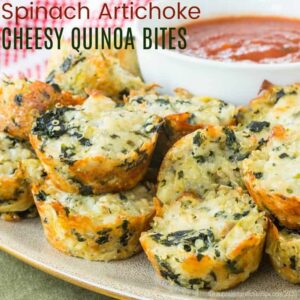 Cheesy Quinoa Spinach Artichoke Bites Recipe Featured Image