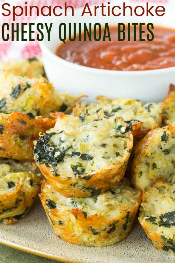 Cheesy Spinach Artichoke Quinoa Bites Recipe - Cupcakes & Kale Chips