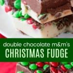 M&M's Chocolate Christmas Fudge Recipe Pinterest Collage