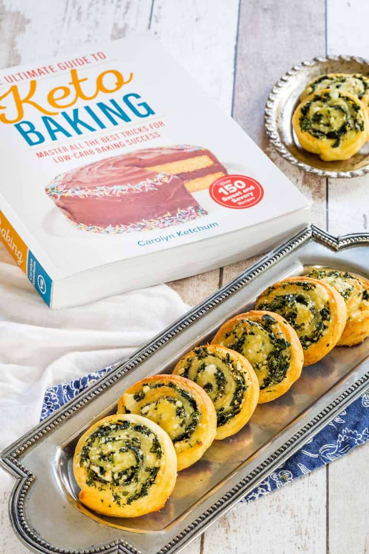 Low Carb Spinach Feta Pinwheels Recipe from The Ultimate Guide to Keto Baking cookbook