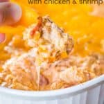 Cheesy Chicken and Shrimp Jambalaya Dip Recipe Image with Title