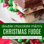 Christmas M&M's Fudge Recipe Pinterest Collage