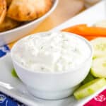 Greek Yogurt Tzatziki Dip for Veggies on a platter