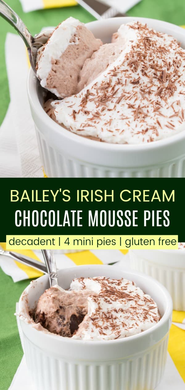 Mini Bailey's Chocolate Mousse Pies Gluten Free Irish Desserts!