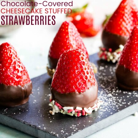 Chocolate Covered Cheesecake Strawberries Recipe Featured Image