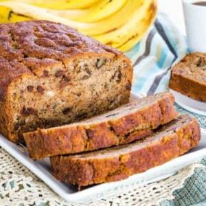 Gluten Free Chocolate Chip Banana Bread recipe image with title