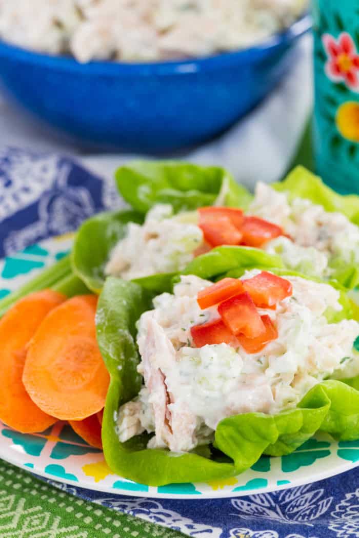 Keto Tzatziki Chicken Salad Lettuce Wraps