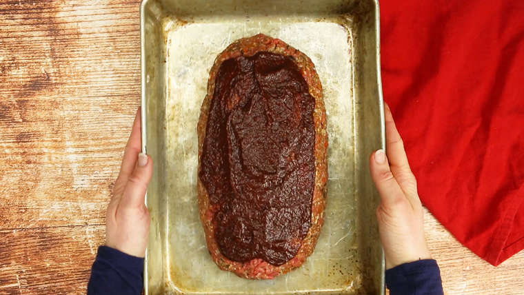 Meatloaf in a baking pan to go into the oven