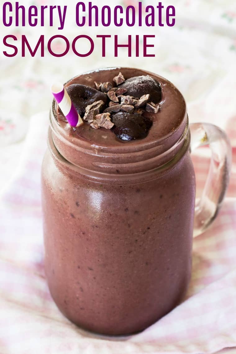 Cherry Chocolate Smoothie recipe image with title text