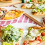 Easy Recipes to Doctor Up Frozen Pizza like Chicken Caesar Salad Pizza and Tomato Broccoli Pizza