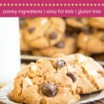 Flourless Peanut Butter Chocolate Chip Cookies Recipe Pin Template Dark