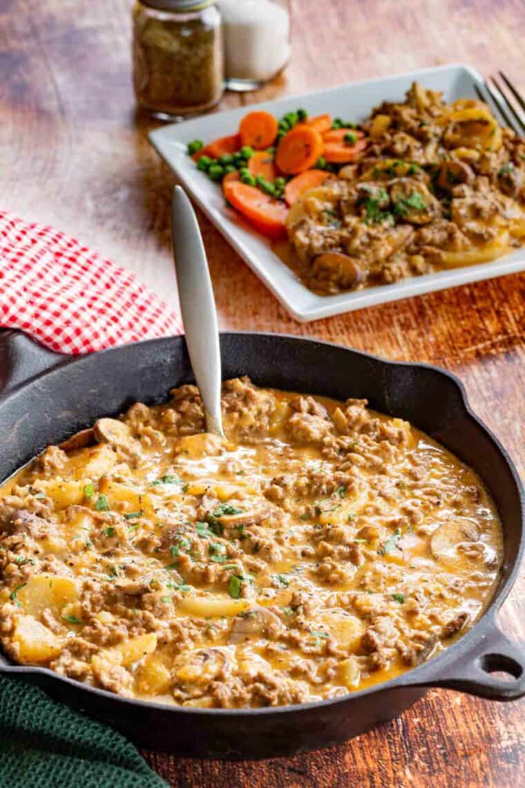 Creamy Ground Beef And Potatoes Skillet Cupcakes And Kale Chips 