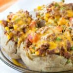 Shepherds Pie Stuffed Baked Potatoes Recipe image with text overlay