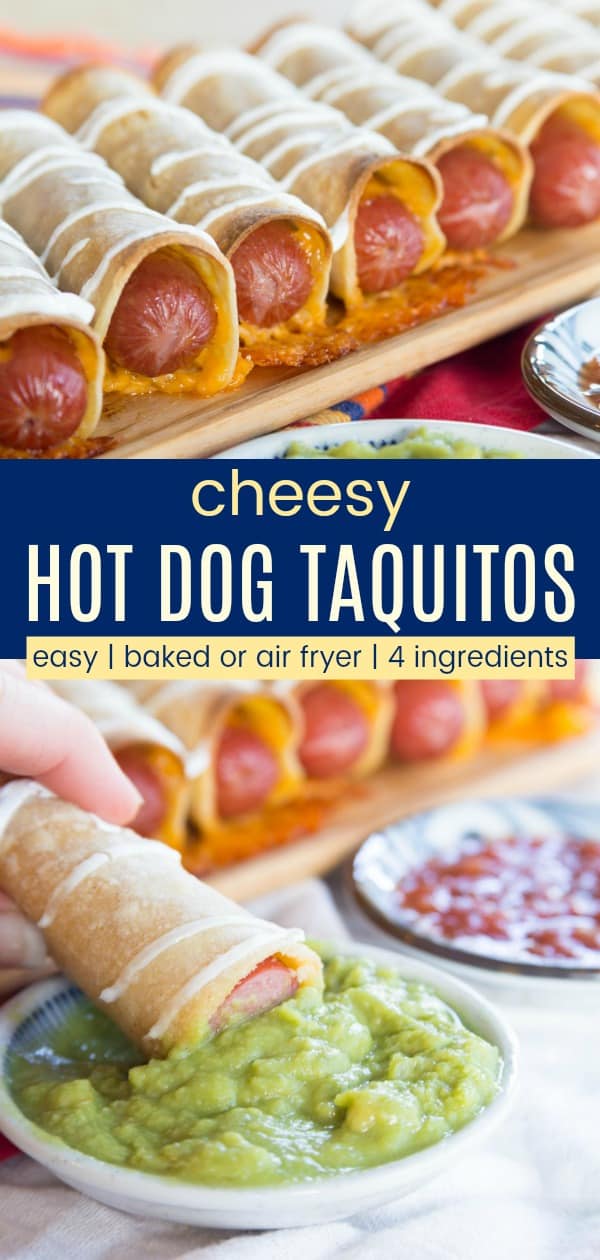 Cheesy Mexican Hot Dog Taquitos Baked in the Oven or Air Fryer!